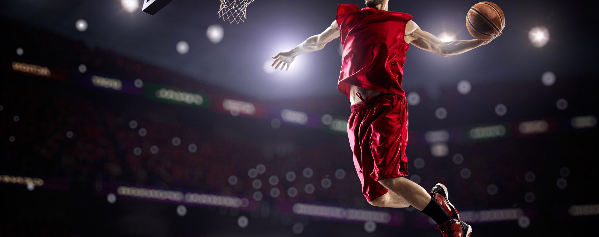 sportsmen muzhchina basketbolist v krasnom uniforma maika sh